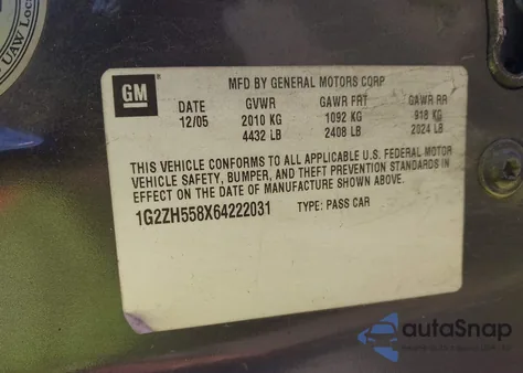 2006 Pontiac G6 Gt из США, поврежденный, VIN 1G2ZH558X64222031